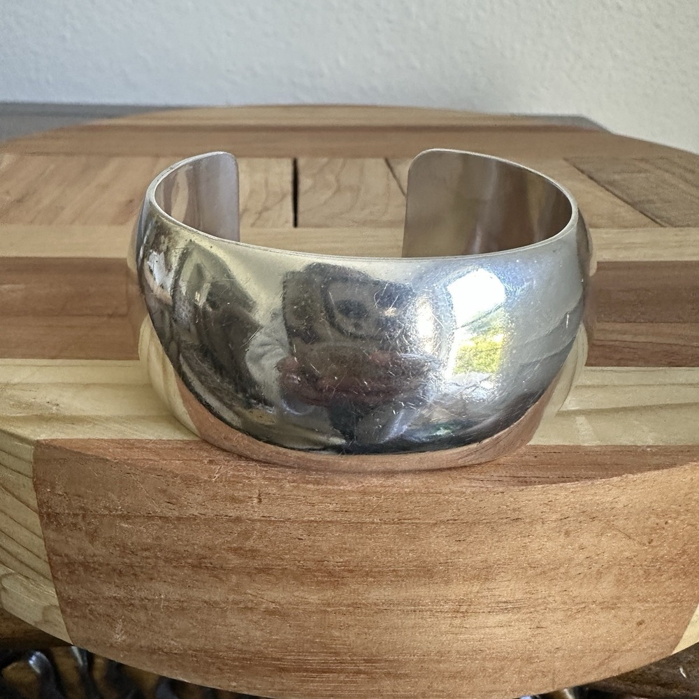 Tom Hawk Signed Navajo Open Cuff Bracelet 5.75 Modernist 925 Sterling 55.0g - Picture 7 of 13